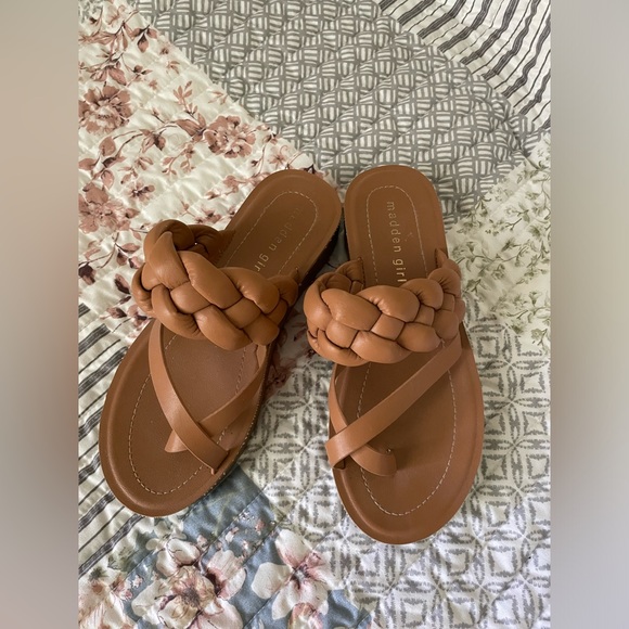 Madden Girl braided strappy slide sandal brown cognac - Picture 6 of 6